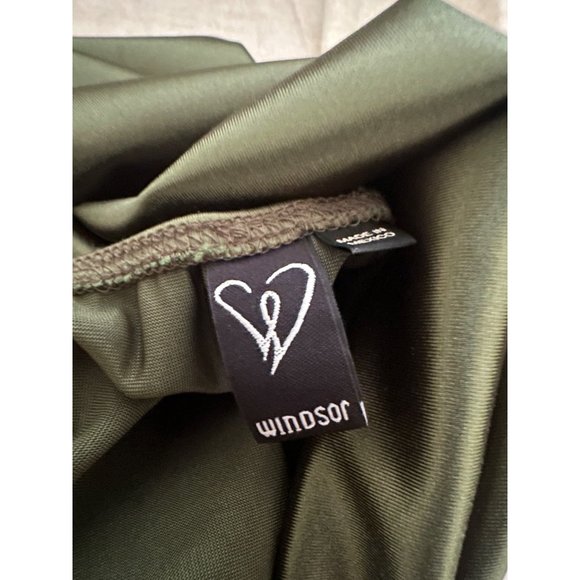 Windsor Dresses Windsor Olive Sage Green Stretchy Satin Sleeveless